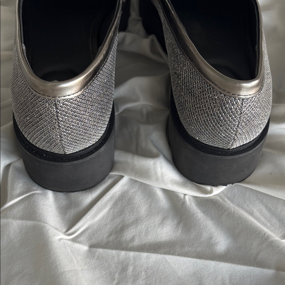 Franco Sarto Metallic Mesh Silver Loafers - Picture 4 of 10